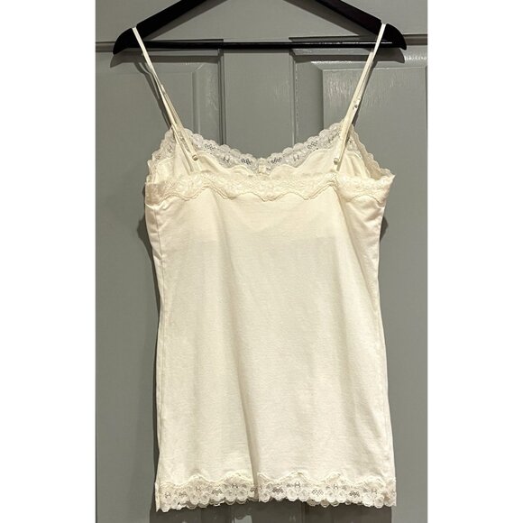 Aeropostale Lace Trim Cami Tank Size Large Cream Y2K Preppy 90S Coquette - Picture 2 of 14